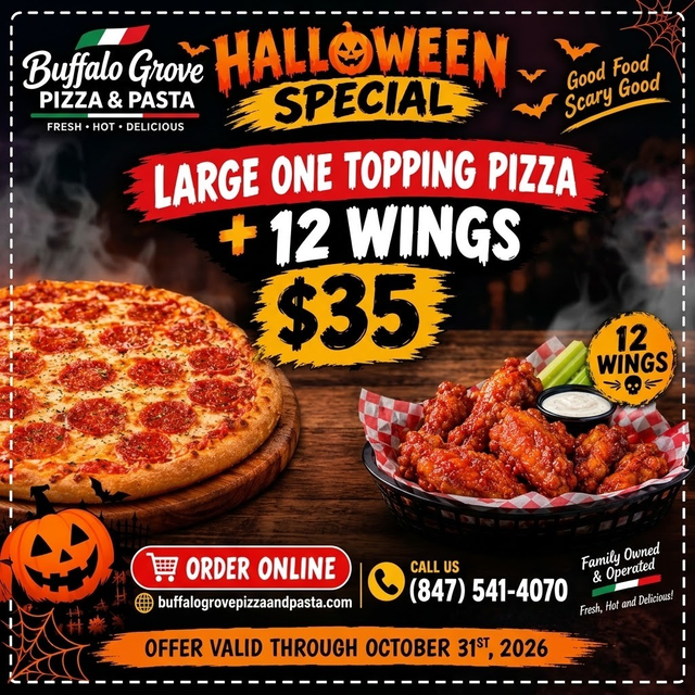 Halloween Pizza & Wings Combo.
